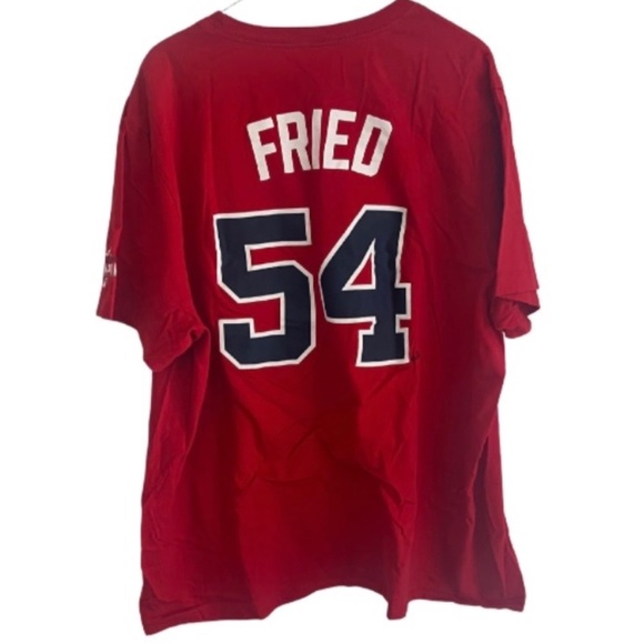 Atlanta Braves Nike Max Fried #54 Tee — Red MLB Champions Shirt - Picture 1 of 3